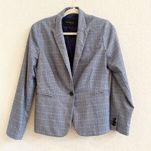 Banana Republic Womens‎ Blue Lean-fit Plaid Blazer Petite Size 8 Lined Pockets